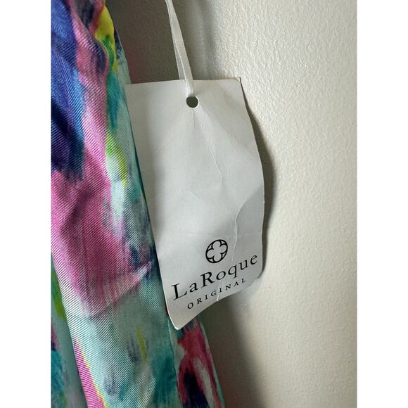 LaRoque Silk High Low‎ Water Color Maxi Dress NWT Sz S - Picture 2 of 4